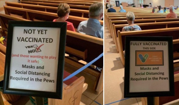 Church segregation vaccinated and unvaccinated